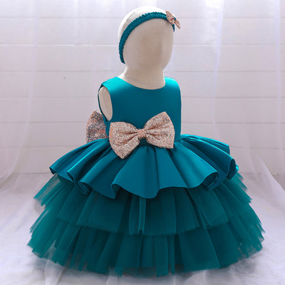 Girls V-neck Cake Princess Dress