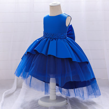 Elegant Girl Bow Tail Princess Dress