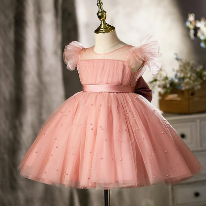 Lovely Lace Flower Girl Bow Fluffy Dress