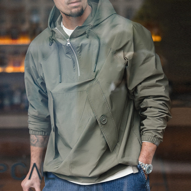 Outdoor Retro Military Style Deck Parka Hooded Jacket