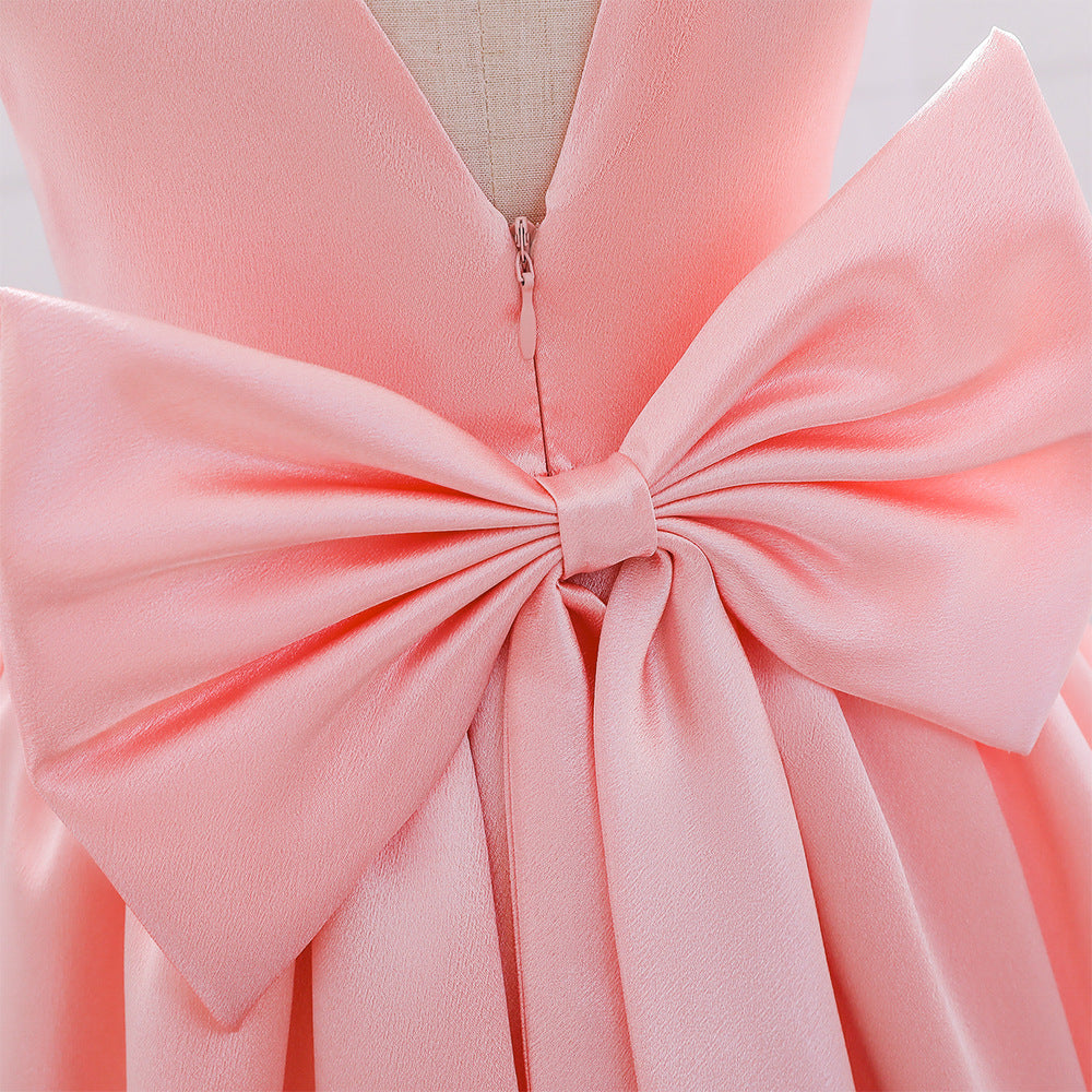 Elegant Girl Bow Tail Princess Dress