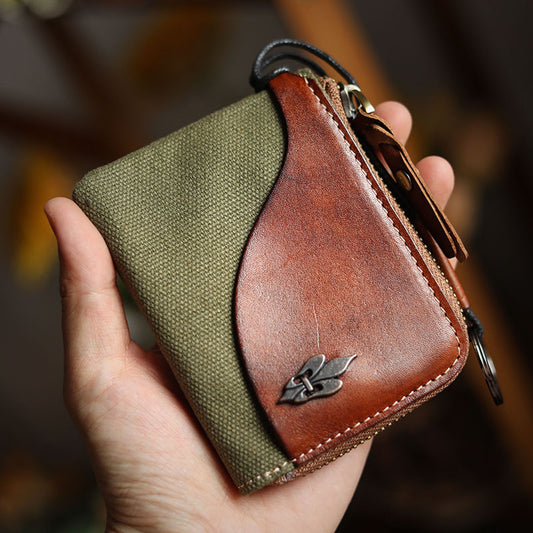 Military Style Retro Multifunctional Leather Coin Purse