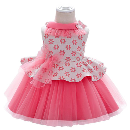 Elegant Baby Girl's Butterfly Bow Fluffy Princess Dress