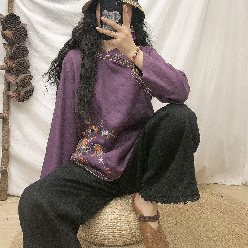 Linen Ethnic Style Blouse Retro Loose Cardigan