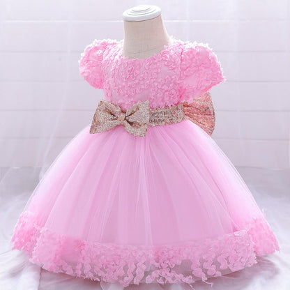 Summer Baby Girls Cute Bow Fluffy  Dress