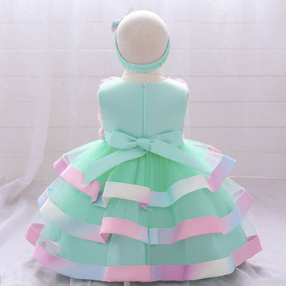 Girls Colorful Cake Fluffy Princess Dress