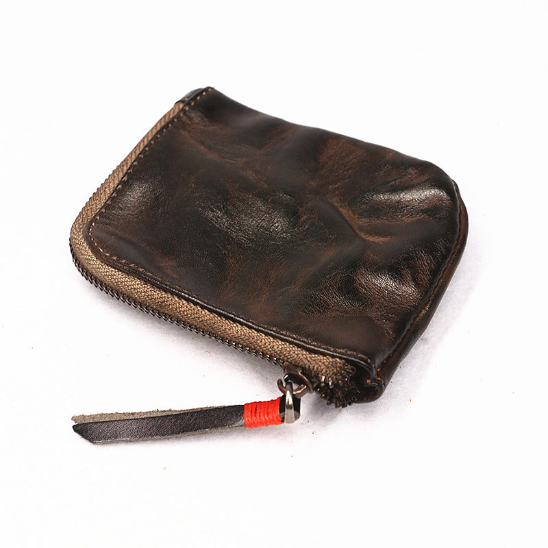 Retro Handmade Genuine Leather Coin Storage Bag
