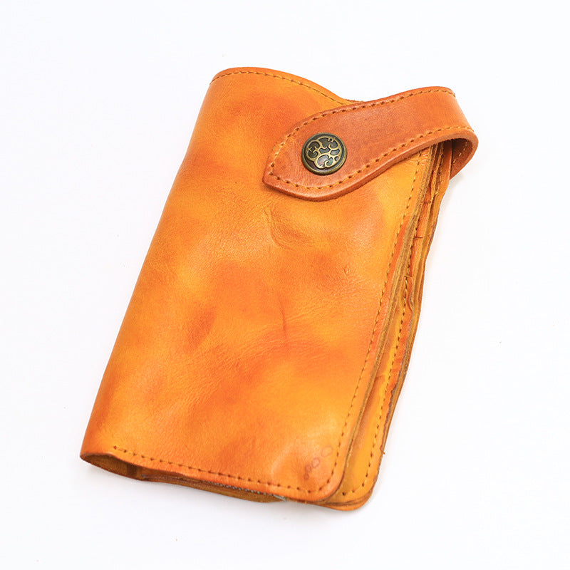 Vintage Leather Handmade Pleated Wallet