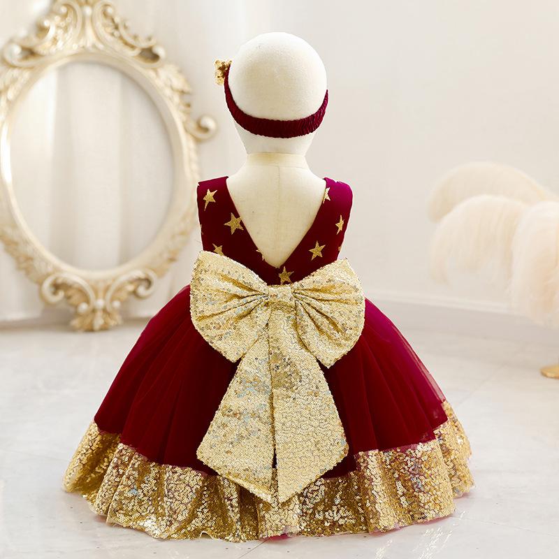 Summer Baby Girls Cute Bow Sequins  Dress