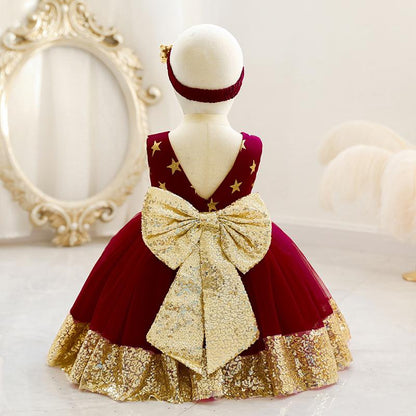 Summer Baby Girls Cute Bow Sequins  Dress