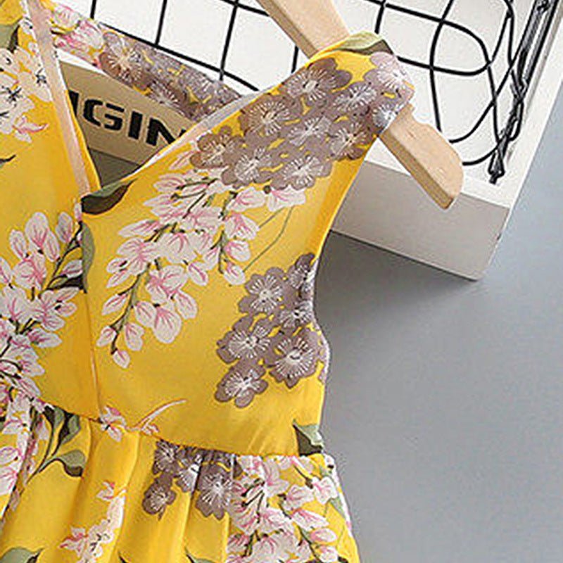 Summer V-neck sleeveless Printing Dress