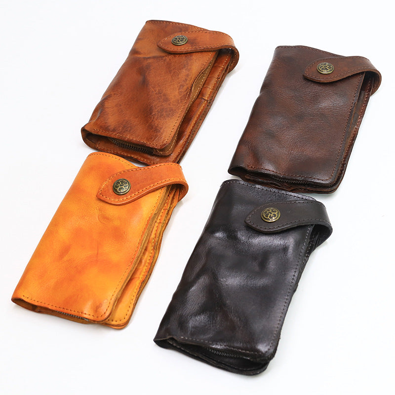 Vintage Leather Handmade Pleated Wallet