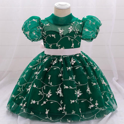 Summer Baby Girl Floral Puffy Birthday Cake Dress