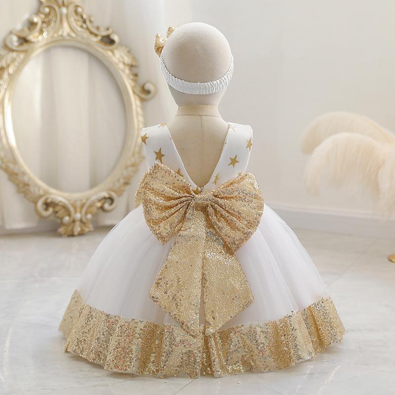 Summer Baby Girls Cute Bow Sequins  Dress