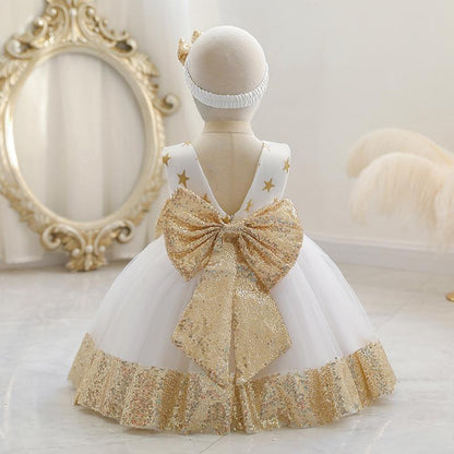 Summer Baby Girls Cute Bow Sequins  Dress