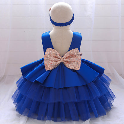 Girls V-neck Cake Princess Dress