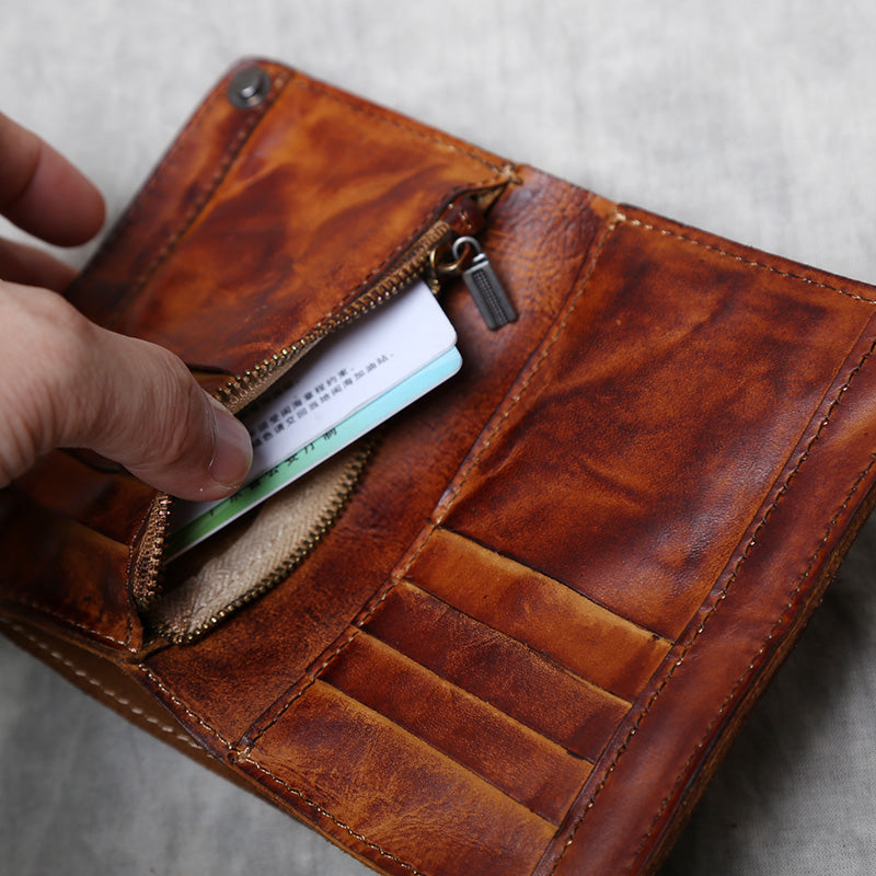 Leather Handmade Multi Card Slots Cash Wallet