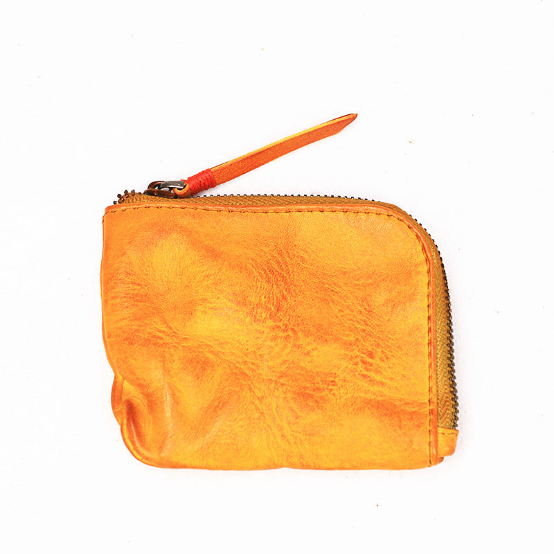 Retro Handmade Genuine Leather Coin Storage Bag