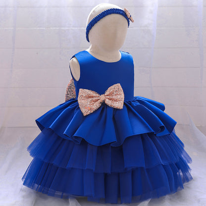 Girls V-neck Cake Princess Dress
