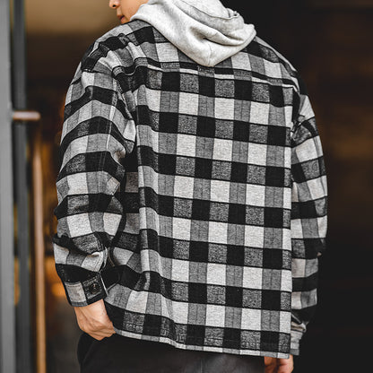 Vintage Chenille Jacket Loose Plaid Wool Coat