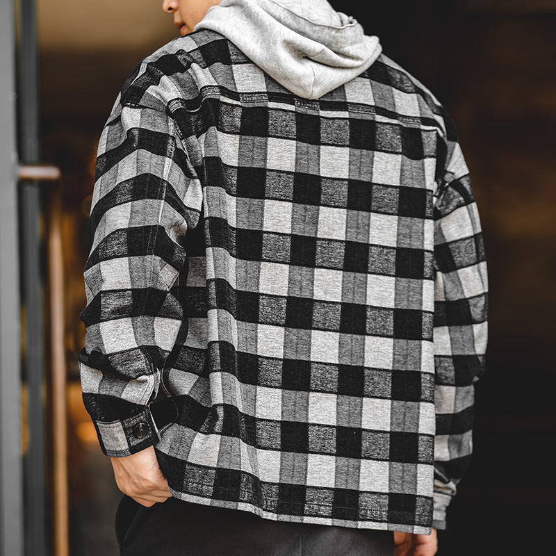 Vintage Chenille Jacket Loose Plaid Wool Coat