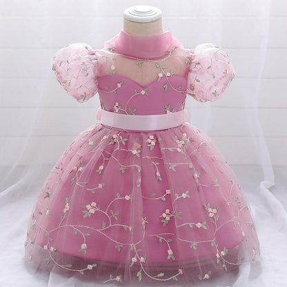 Summer Baby Girl Floral Puffy Birthday Cake Dress