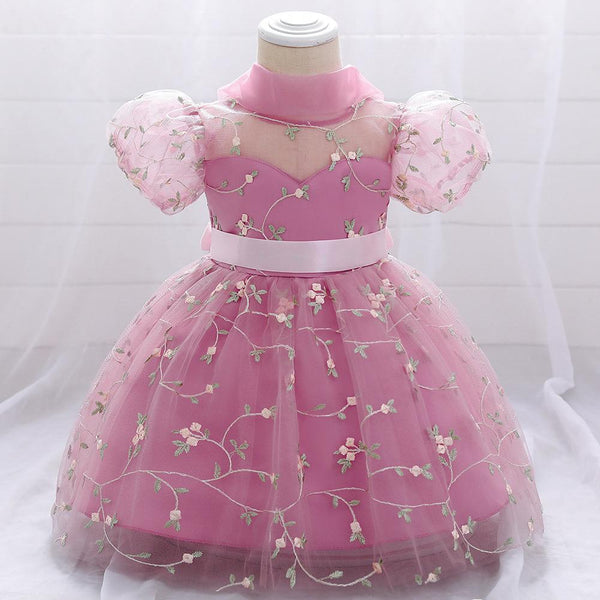 Summer Baby Girl Floral Puffy Birthday Cake Dress