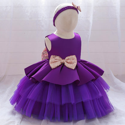 Girls V-neck Cake Princess Dress