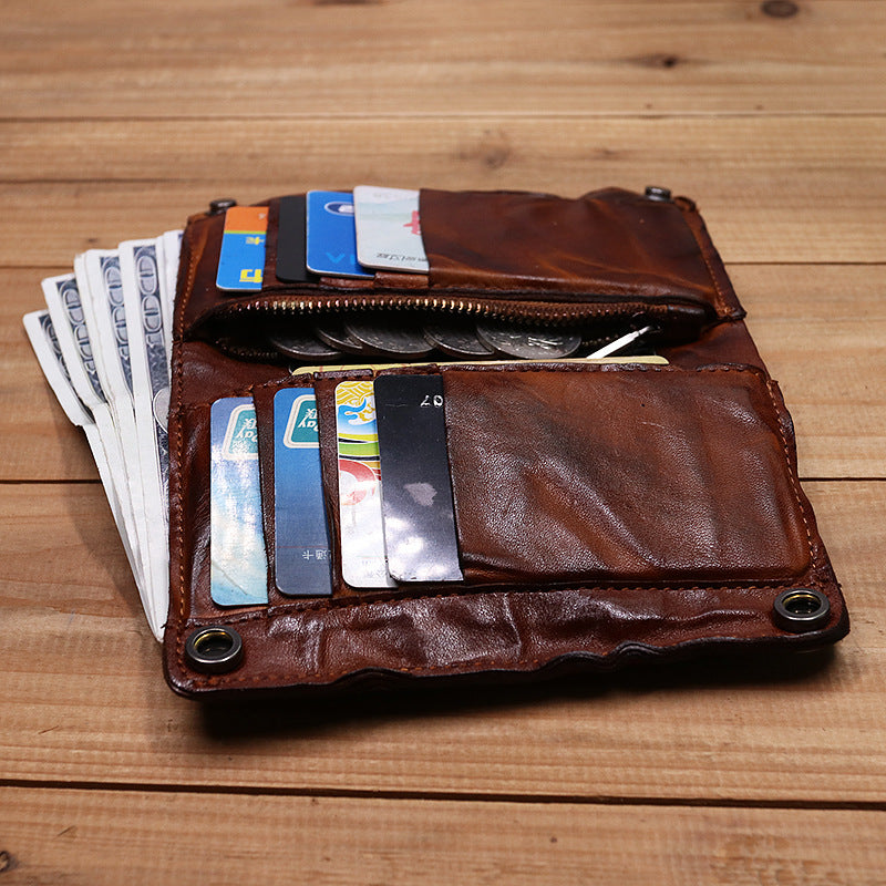 Retro Handmade Leather Wallet Multi Card Slots Wallet