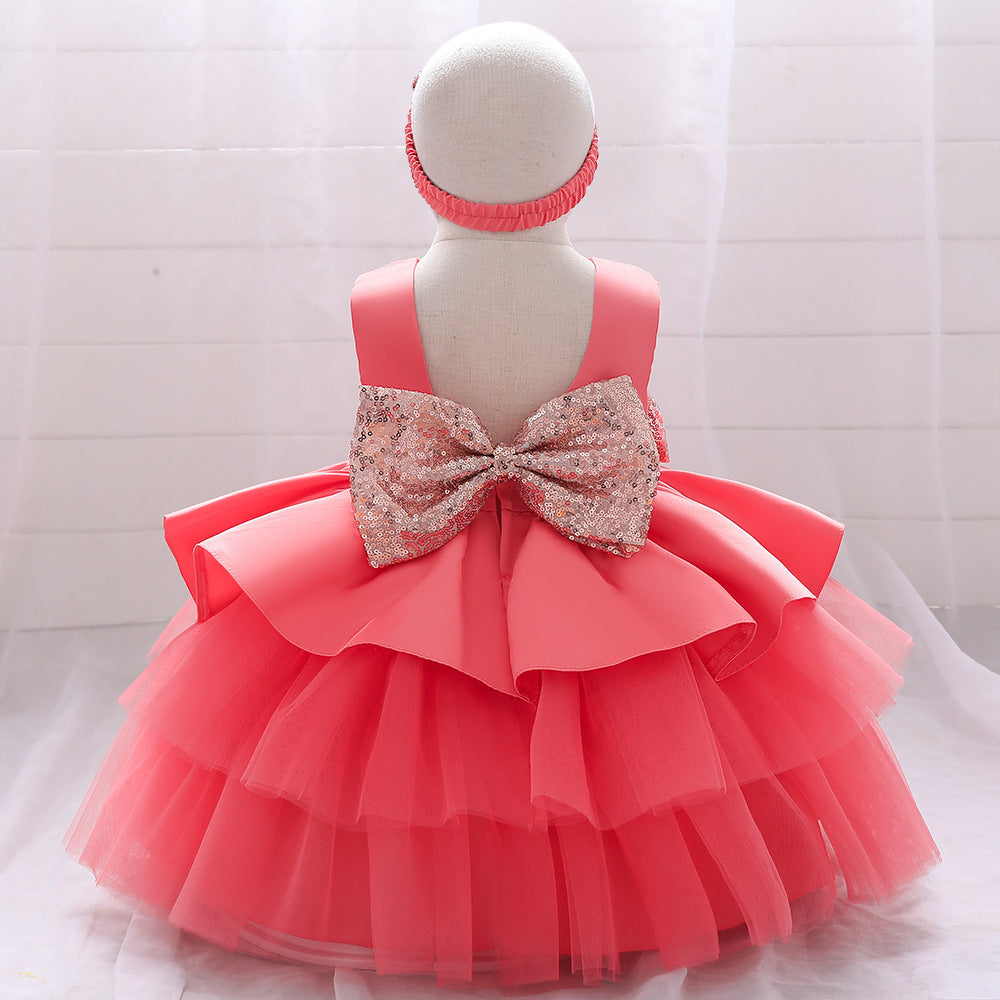 Girls V-neck Cake Princess Dress