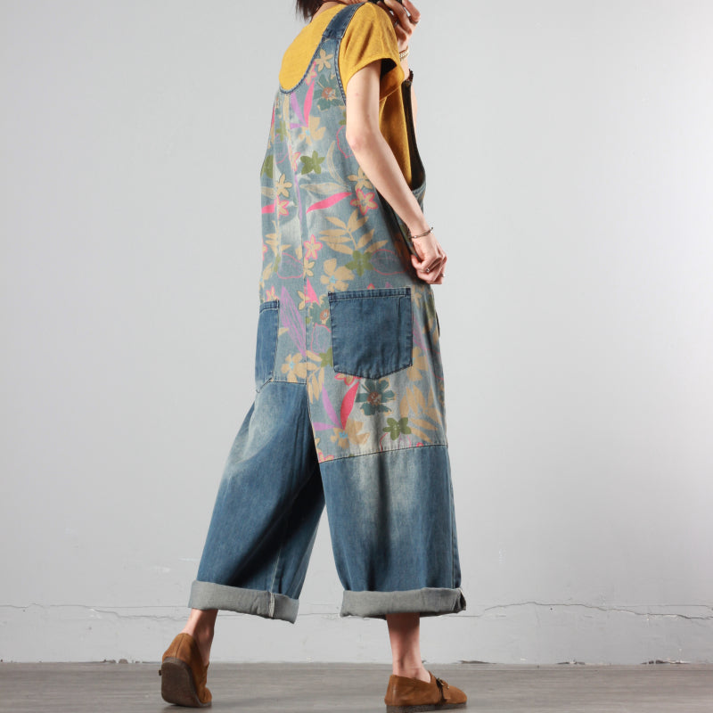 Summer Denim Print Overalls