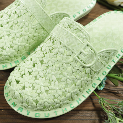 Summer Flowers Hollow Handmade Slippers