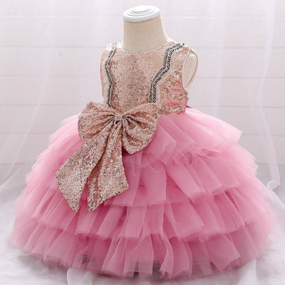 Baby Girls Cute Bow Fluffy  Dress
