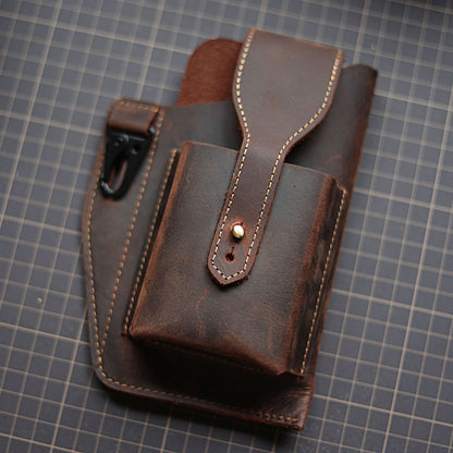 Outdoor Cowhide Mobile Phone Bag Multifunctional Belt Bag