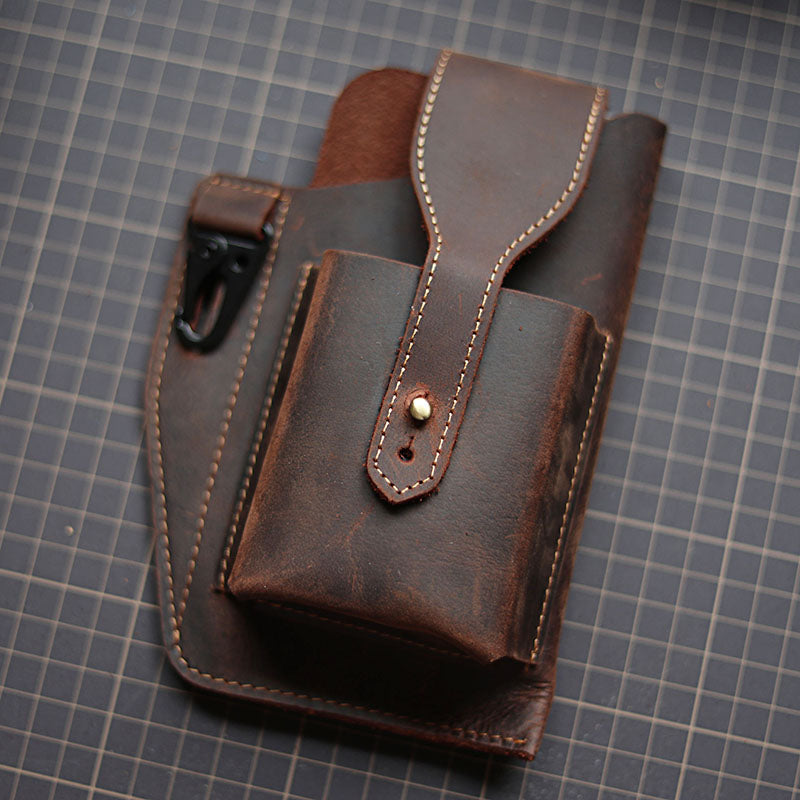 Outdoor Cowhide Mobile Phone Bag Multifunctional Belt Bag