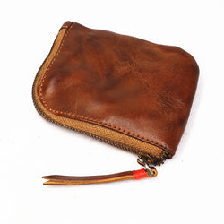 Retro Handmade Genuine Leather Coin Storage Bag