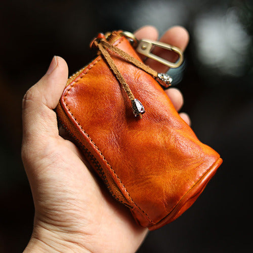 Cowhide Zipper Key Case