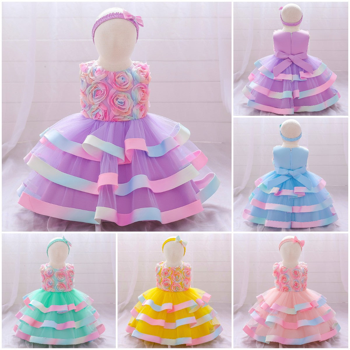 Girls Colorful Cake Fluffy Princess Dress