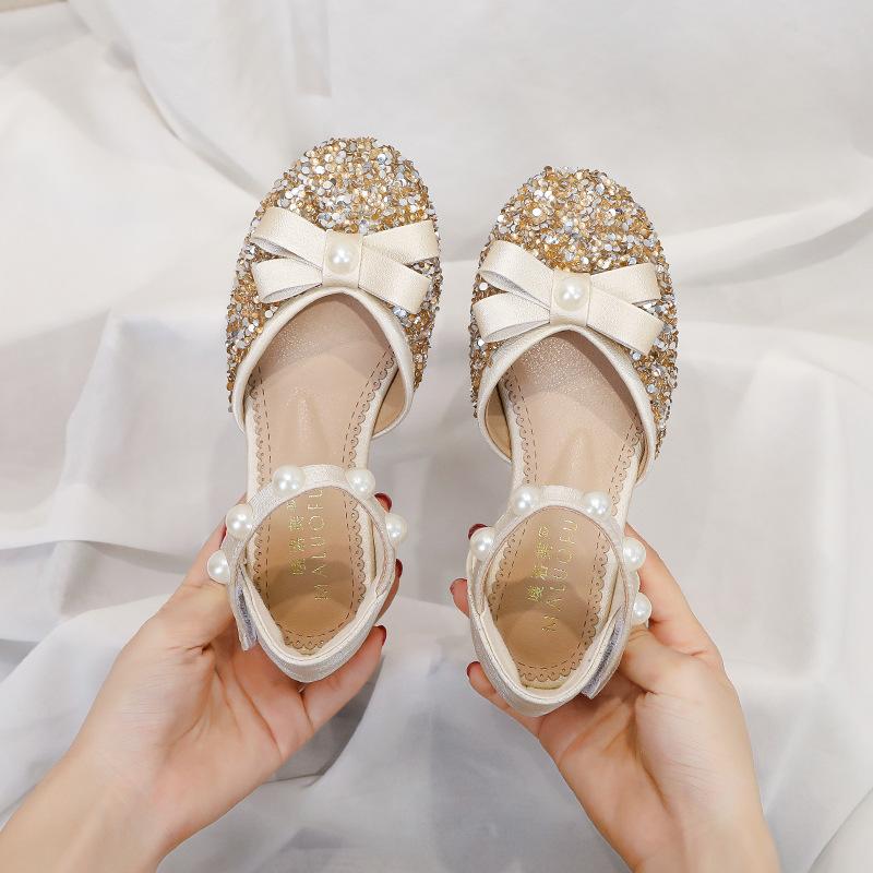 Girl's Bow Sequin Beads Princess Shoes