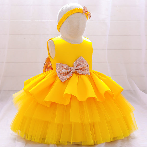 Girls V-neck Cake Princess Dress