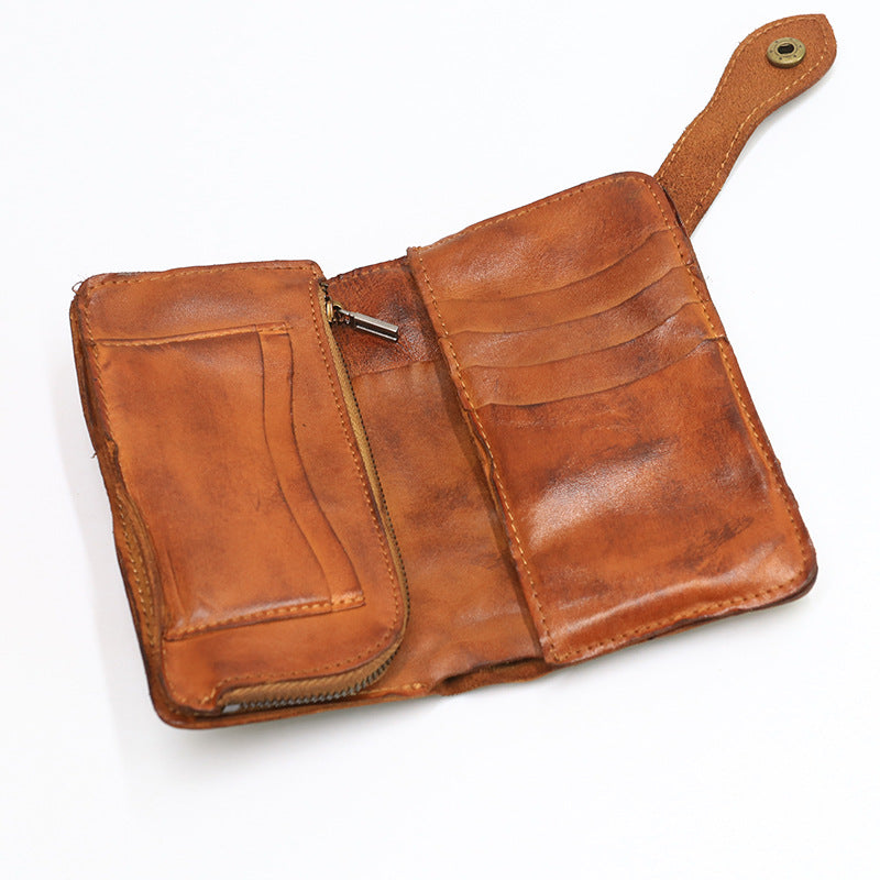 Vintage Leather Handmade Pleated Wallet