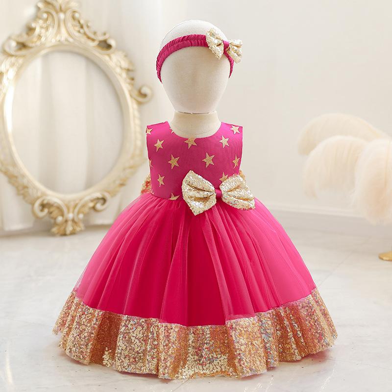 Summer Baby Girls Cute Bow Sequins  Dress