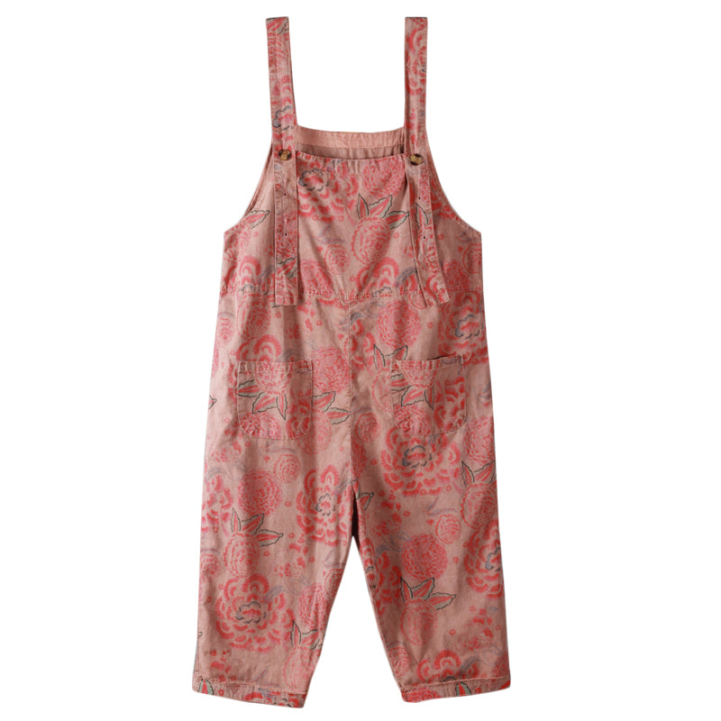 Summer Thin Retro Print Overalls