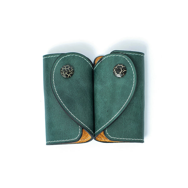 Cowhide Love Heart Shape Couple Key Case