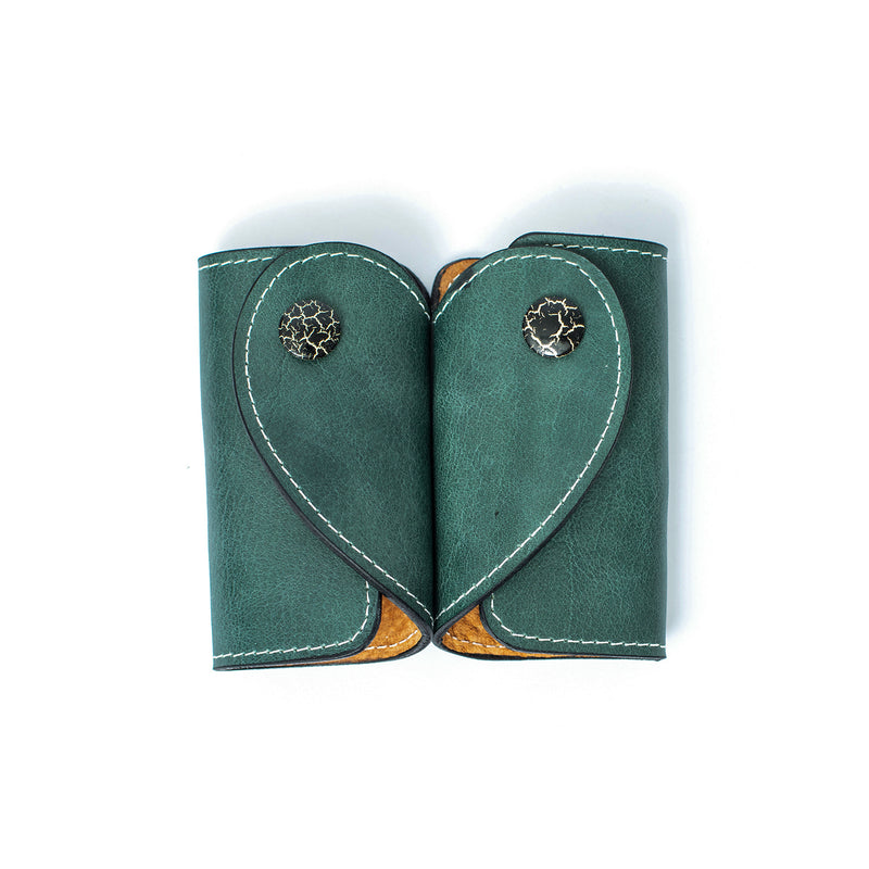 Cowhide Love Heart Shape Couple Key Case
