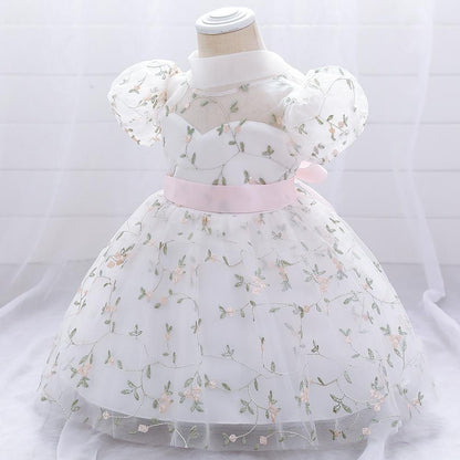 Summer Baby Girl Floral Puffy Birthday Cake Dress