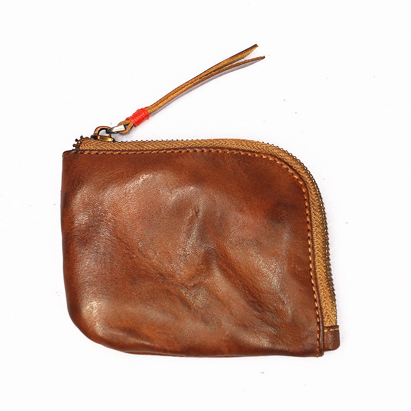 Retro Handmade Genuine Leather Coin Storage Bag