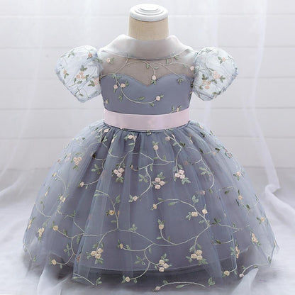 Summer Baby Girl Floral Puffy Birthday Cake Dress