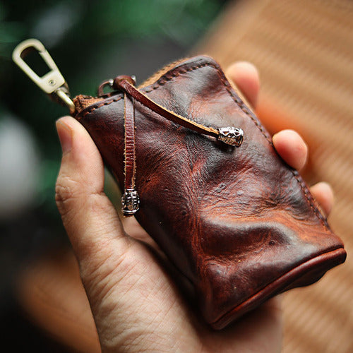 Cowhide Zipper Key Case