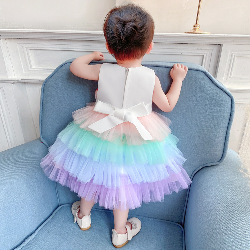 Girls Flowers Fluffy Princess Dress